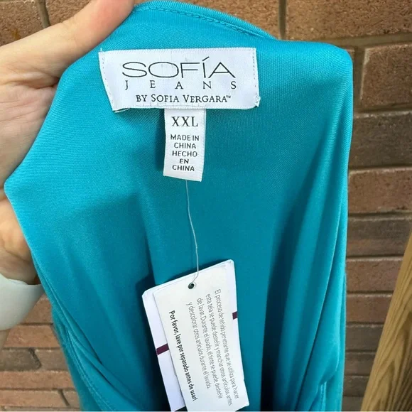 Sofia by Sofia Vergara Aqua Maxi Dress Size XXL Knot Front - Picture 6 of 6